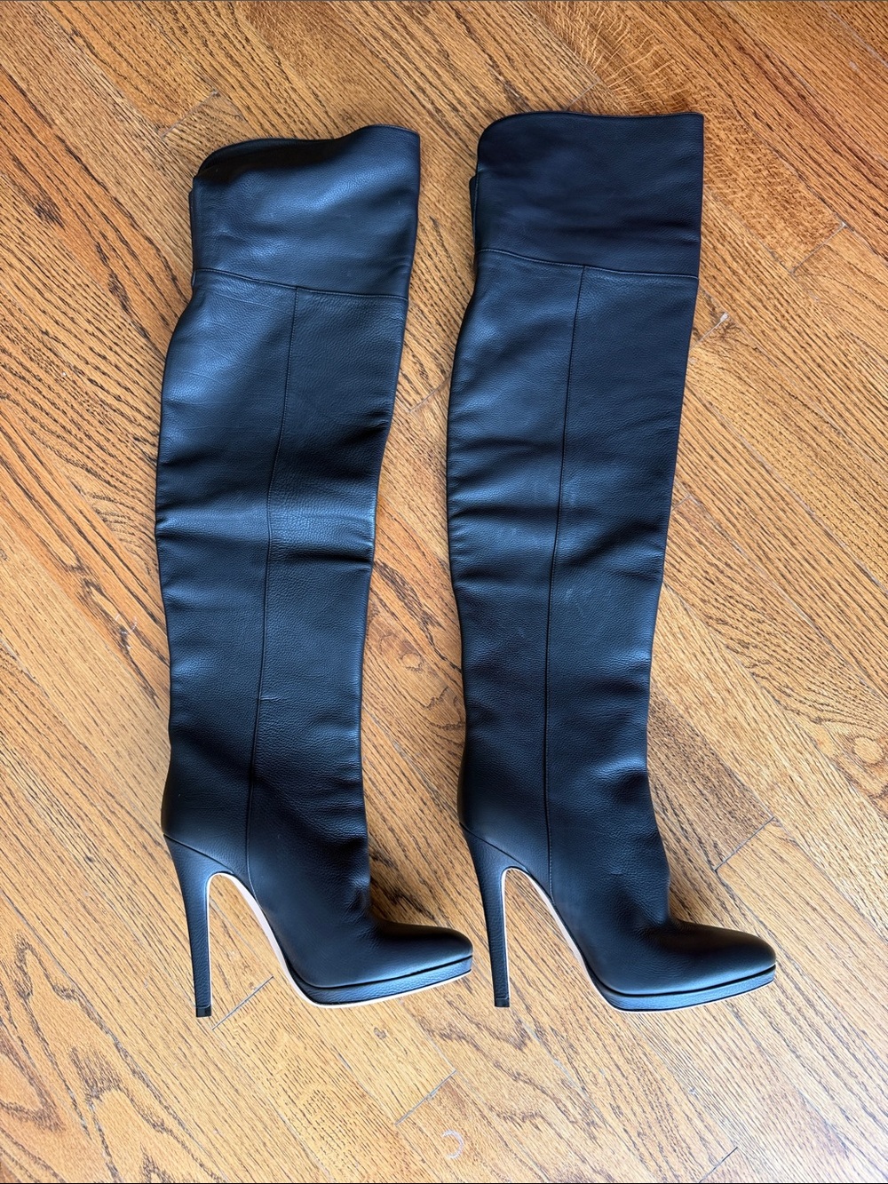 Jimmy Choo Black Over-the-Knee Leather Stiletto Boots